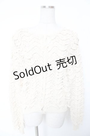 画像: INGEBORG / スカラップフリル編み透かしカーディガン  生成り Y-26-01-16-118-LO-TO-SZ-ZT612