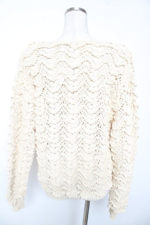 画像2: INGEBORG / スカラップフリル編み透かしカーディガン  生成り Y-26-01-16-118-LO-TO-SZ-ZY (2)