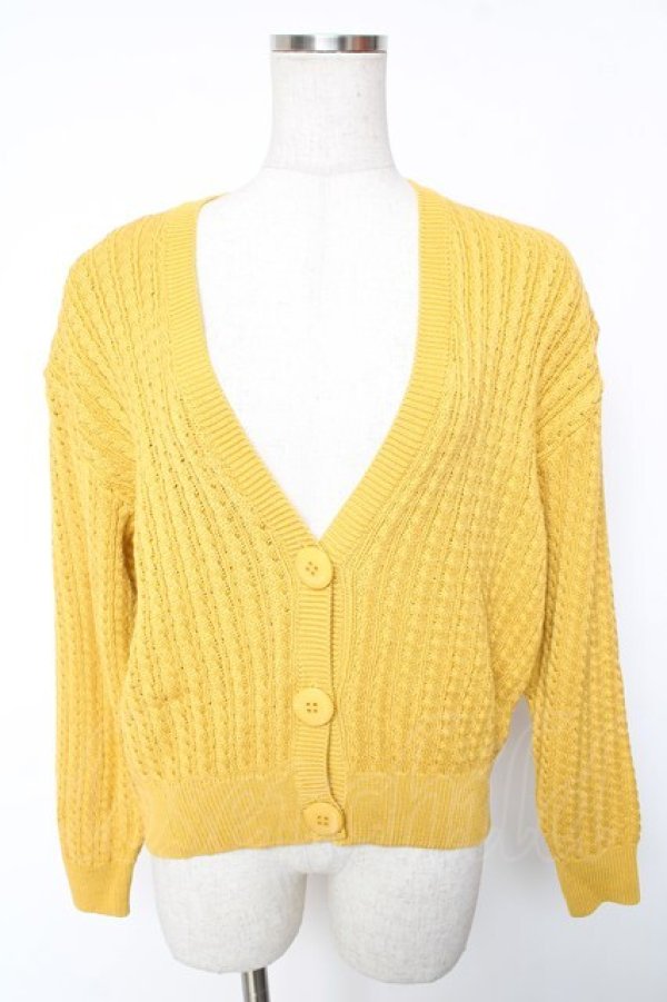 画像1: INGEBORG / メリヤス編みニットカーディガン  イエロー Y-26-01-16-119-LO-TO-SZ-ZY (1)