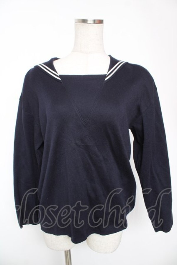 画像1: INGEBORG / セーラー長袖ニット  紺 Y-26-01-16-122-LO-TO-SZ-ZY (1)