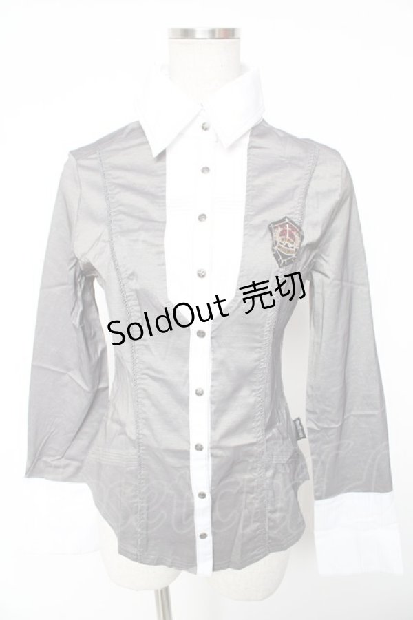 画像1: Ozz Croce / エンブレムワッペンブラウス  グレー Y-26-01-16-126-OO-TO-SZ-ZS (1)