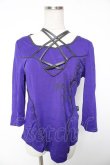 画像1: Ozz Croce / 胸元クロス五分袖トップス  紫 Y-26-01-16-127-OO-TO-SZ-ZY (1)