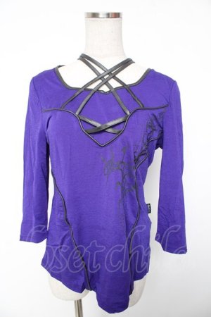 画像: Ozz Croce / 胸元クロス五分袖トップス  紫 Y-26-01-16-127-OO-TO-SZ-ZY