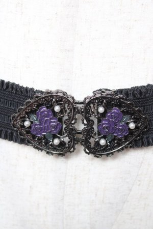 画像: axes femme POETIQUE / ハートローズゴムベルト  黒 Y-26-01-16-015-AX-ZA-SZ-ZY