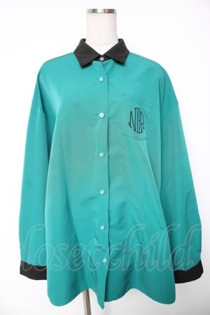 画像: NieR Clothing / 配色BIGシャツ  グリーン Y-26-01-16-132-PU-BL-SZ-ZY