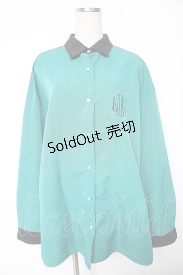 画像1: NieR Clothing / 配色BIGシャツ  グリーン Y-26-01-16-132-PU-BL-SZ-ZY (1)