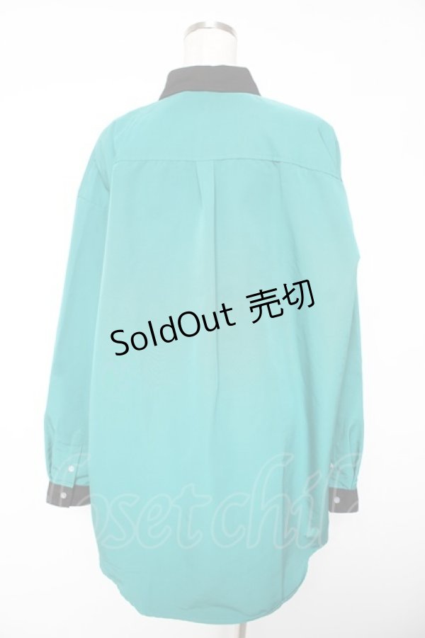 画像2: NieR Clothing / 配色BIGシャツ  グリーン Y-26-01-16-132-PU-BL-SZ-ZY (2)