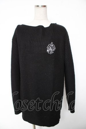 画像: NieR Clothing / 刺繍ロングニット L 黒 Y-26-01-16-133-PU-TO-SZ-ZY