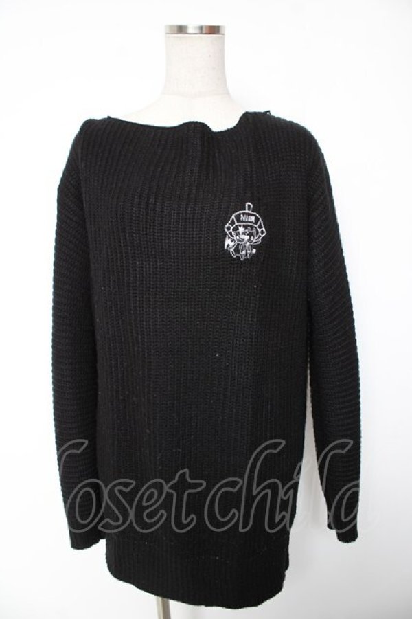 画像1: NieR Clothing / 刺繍ロングニット L 黒 Y-26-01-16-133-PU-TO-SZ-ZY (1)