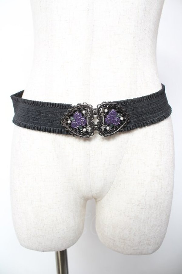 画像2: axes femme POETIQUE / ハートローズゴムベルト  黒 Y-26-01-16-015-AX-ZA-SZ-ZY (2)