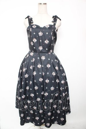 画像: axes femme / ブーケ柄ドットワンピース F 黒 Y-26-01-16-139-AX-OP-SZ-ZS