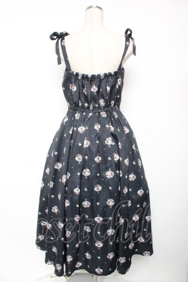 画像2: axes femme / ブーケ柄ドットワンピース F 黒 Y-26-01-16-139-AX-OP-SZ-ZY (2)