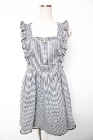 画像: Ank Rouge / フラワーパールボタンジャンパースカート M 黒 Y-26-01-16-141-CA-OP-SZ-ZS