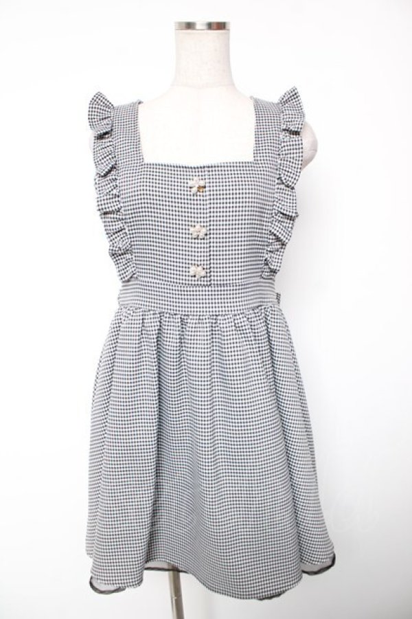 画像1: Ank Rouge / フラワーパールボタンジャンパースカート M 黒 Y-26-01-16-141-CA-OP-SZ-ZY (1)