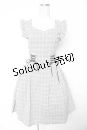 画像: Amavel / Wレースアップチェックワンピース F グレー Y-26-01-16-142-CA-OP-SZ-ZY