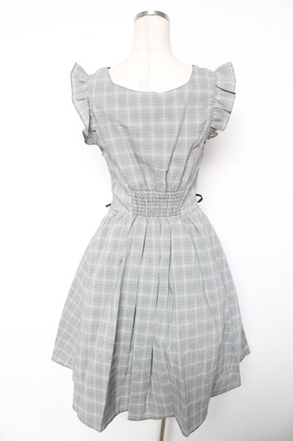 画像2: Amavel / Wレースアップチェックワンピース F グレー Y-26-01-16-142-CA-OP-SZ-ZY (2)