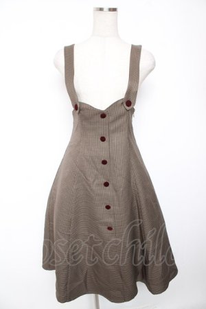 画像: Fi.n.t / サスペンダー付きハイウエストチェックスカート F ブラウン Y-26-01-16-143-CA-OP-SZ-ZY