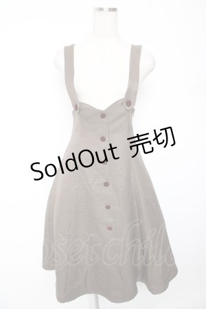 画像: Fi.n.t / サスペンダー付きハイウエストチェックスカート F ブラウン Y-26-01-16-143-CA-OP-SZ-ZI