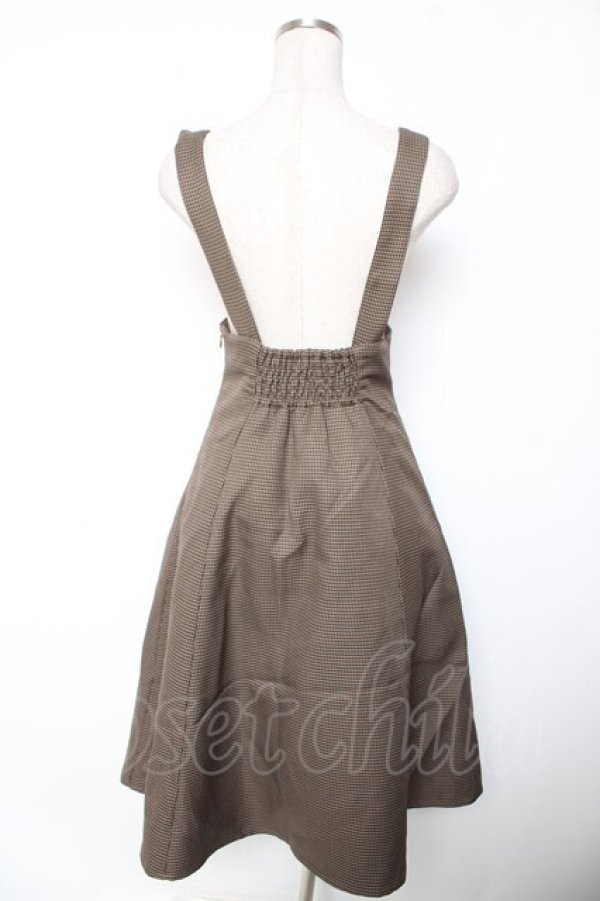 画像2: Fi.n.t / サスペンダー付きハイウエストチェックスカート F ブラウン Y-26-01-16-143-CA-OP-SZ-ZY (2)