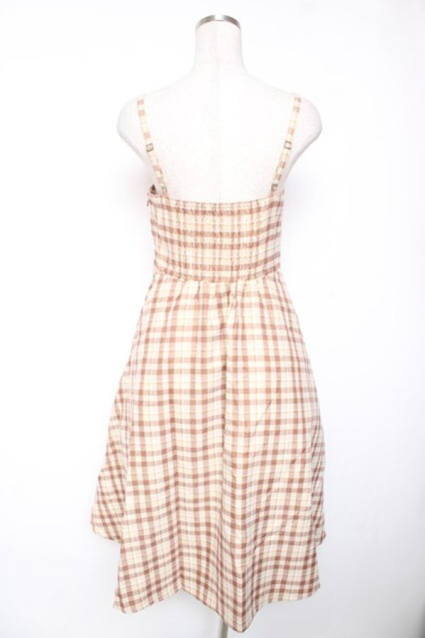 画像2: Fi.n.t / フロントレースアップチェックジャンスカ ｆ ベージュ×ブラウン Y-26-01-16-145-CA-OP-SZ-ZY (2)