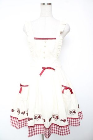 画像: Amavel / StrawberryBasketエプロンジャンパースカート F アイボリー Y-26-01-16-146-CA-OP-SZ-ZY