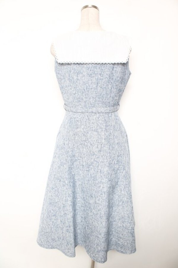 画像2: an another angelus / サマーツイードスクエアカラーワンピース F ブルー Y-26-01-16-147-CA-OP-SZ-ZY (2)