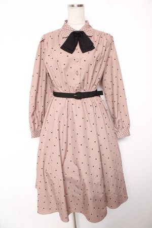画像: an another angelus / タイ付きミックスドットワンピース F ピンクベージュ Y-26-01-16-148-CA-OP-SZ-ZY