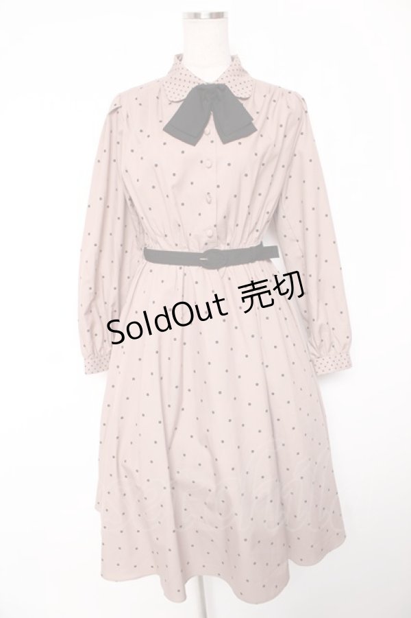 画像1: an another angelus / タイ付きミックスドットワンピース F ピンクベージュ Y-26-01-16-148-CA-OP-SZ-ZY (1)