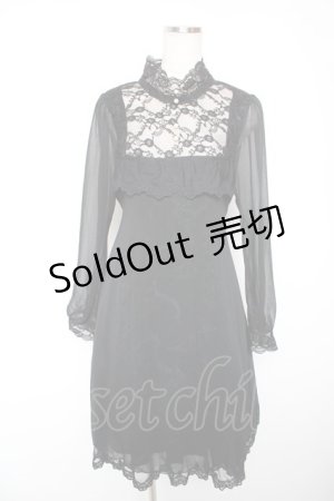 画像: FRILL / シフォン重ねプリントワンピース  黒 Y-26-01-16-155-HN-OP-SZ-ZY