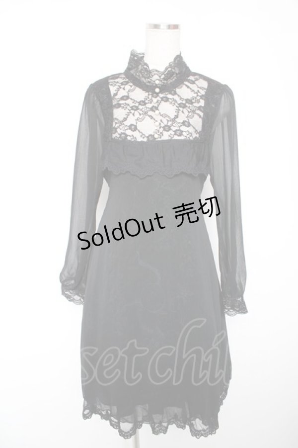 画像1: FRILL / シフォン重ねプリントワンピース  黒 Y-26-01-16-155-HN-OP-SZ-ZY (1)