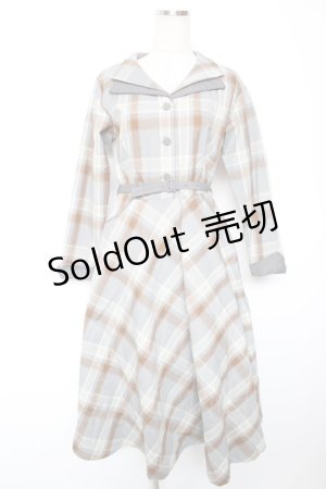 画像: an another angelus / ダブルオープンカラーチェックワンピース F サックス Y-26-01-16-159-CA-OP-SZ-ZY