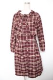画像1: Fi.n.t / ブランケットチェックスカーフタイワンピース F ワイン Y-26-01-16-160-CA-OP-SZ-ZY (1)