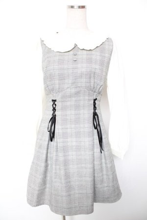 画像: Ank Rouge / ウエストスピンドルチェックワンピース M グレー Y-26-01-16-161-CA-OP-SZ-ZY