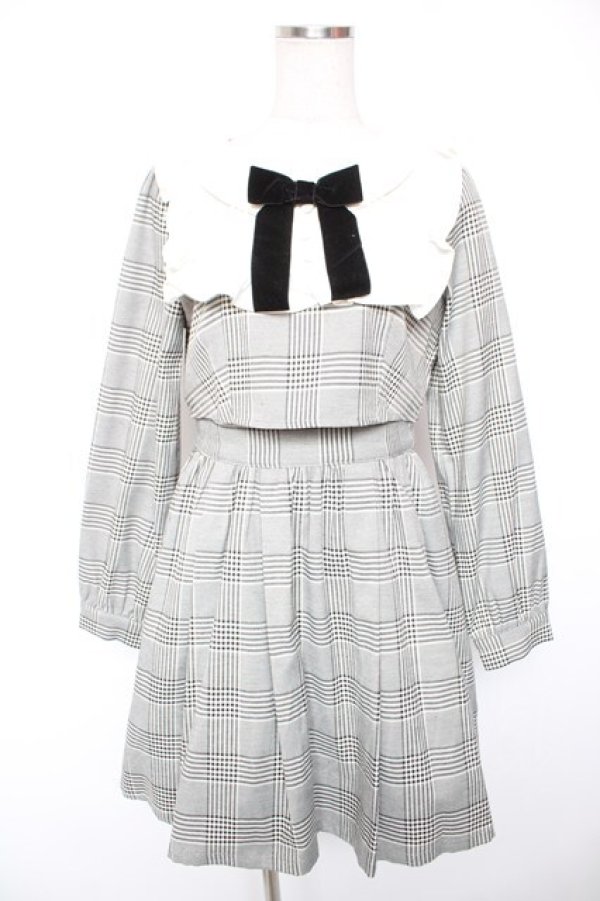 画像1: Ank Rouge / チェック柄ヨークフリルSET/UPワンピース M グレー Y-26-01-16-163-CA-OP-SZ-ZY (1)