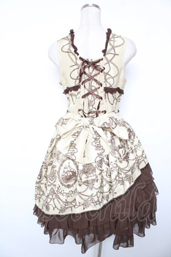 画像2: ALICE and the PIRATES / Rose’s prisoner in Pirates ship柄ジャンパースカートI  ゴールド Y-26-01-16-171-PA-OP-SZ-ZY (2)