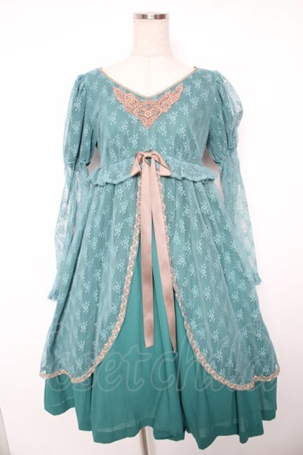 画像1: Victorian maiden / ジュリエットレースリボンドレス  グリーン Y-26-01-16-173-CL-OP-SZ-ZY (1)