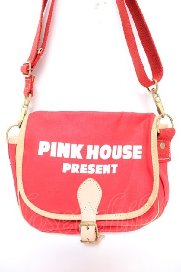 画像1: PINK HOUSE / ロゴプリントショルダーバッグ  赤 Y-26-01-16-021-LO-BG-SZ-ZY (1)