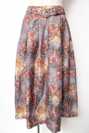 画像: axes femme / ステンドグラスランプ柄スカート M オレンジ Y-26-01-16-197-AX-SK-SZ-ZY