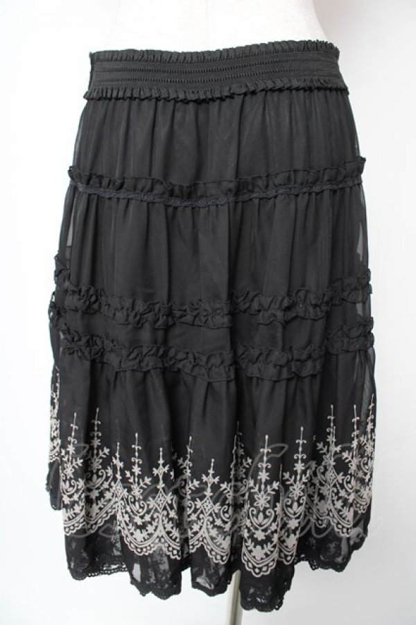 画像2: axes femme / 裾フロッキースカート M 黒 Y-26-01-16-198-AX-BL-SZ-ZY (2)