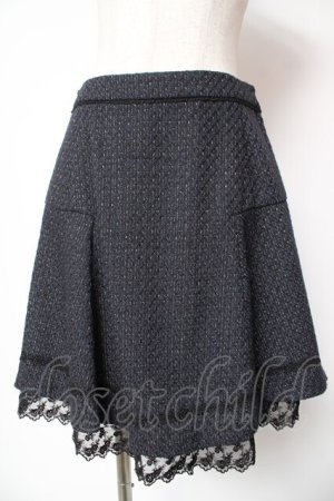 画像: axes femme / ラメツイードスカート M 紺 Y-26-01-16-199-AX-SK-SZ-ZY