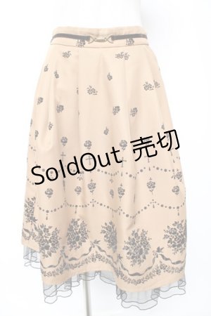 画像: axes femme / ブーケ柄フロッキースカート M キャメル Y-26-01-16-205-AX-SK-SZ-ZS