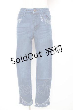 画像: axes femme / シャンデリア刺繍デニムパンツ S ブルー Y-26-01-16-206-AX-PA-SZ-ZI