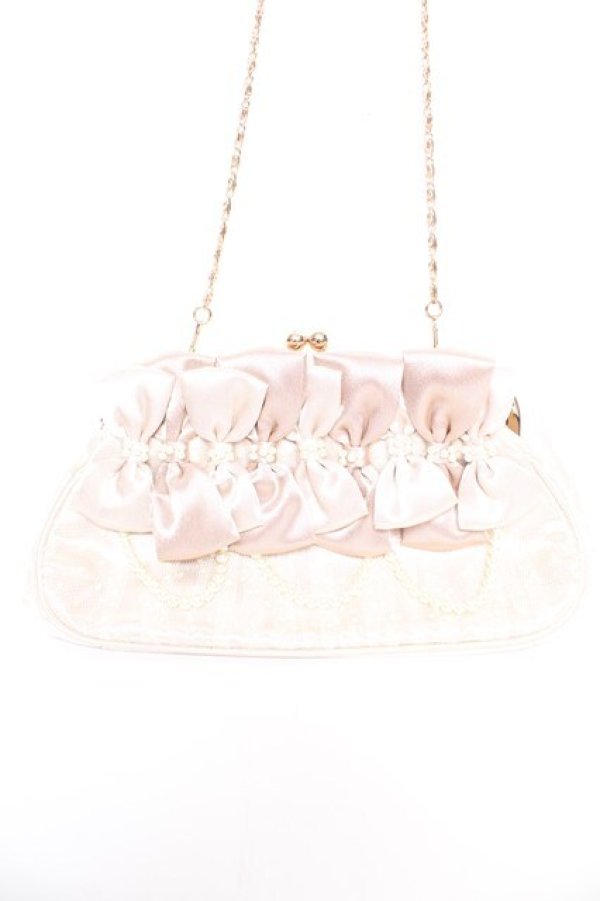 画像1: axes femme / リボン×パールパーティーバッグ  ゴールド Y-26-01-16-022-AX-BG-SZ-ZY (1)