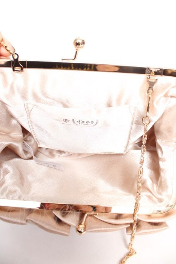 画像3: axes femme / リボン×パールパーティーバッグ  ゴールド Y-26-01-16-022-AX-BG-SZ-ZY (3)