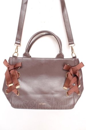 画像: m petit by misako / AMレースアップ 2WAY トートバッグ  茶 Y-26-01-16-026-LO-BG-SZ-ZY