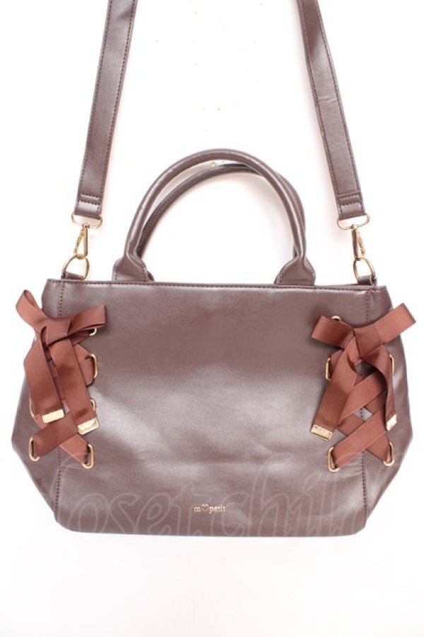 画像1: m petit by misako / AMレースアップ 2WAY トートバッグ  茶 Y-26-01-16-026-LO-BG-SZ-ZY (1)