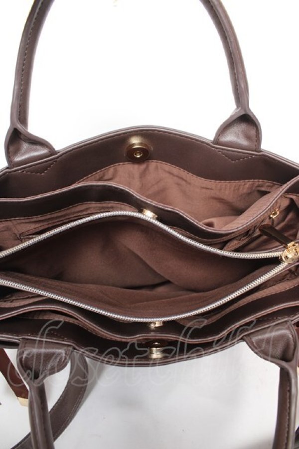 画像3: m petit by misako / AMレースアップ 2WAY トートバッグ  茶 Y-26-01-16-026-LO-BG-SZ-ZY (3)