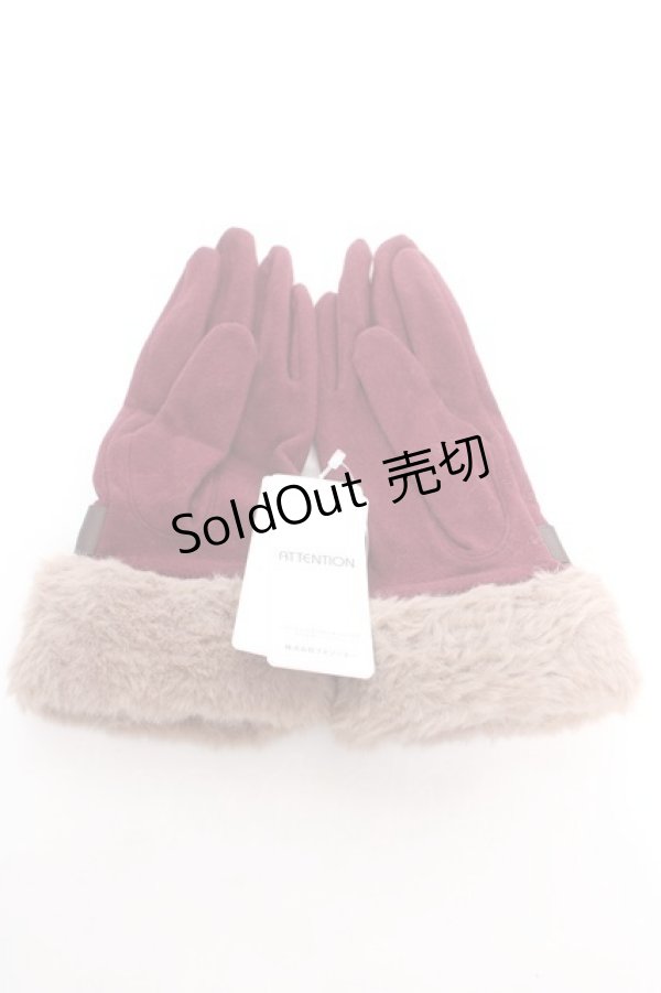 画像2: axes femme / ファー×リボン手袋  ワイン Y-26-01-16-004-AX-ZA-SZ-ZY (2)