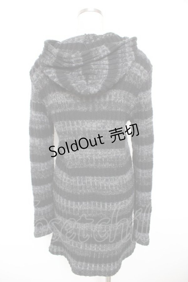 画像2: BPN FOR MEN / ボーダーニットZIPパーカー M 黒 Y-26-01-18-042-GO-TO-SZ-ZY (2)