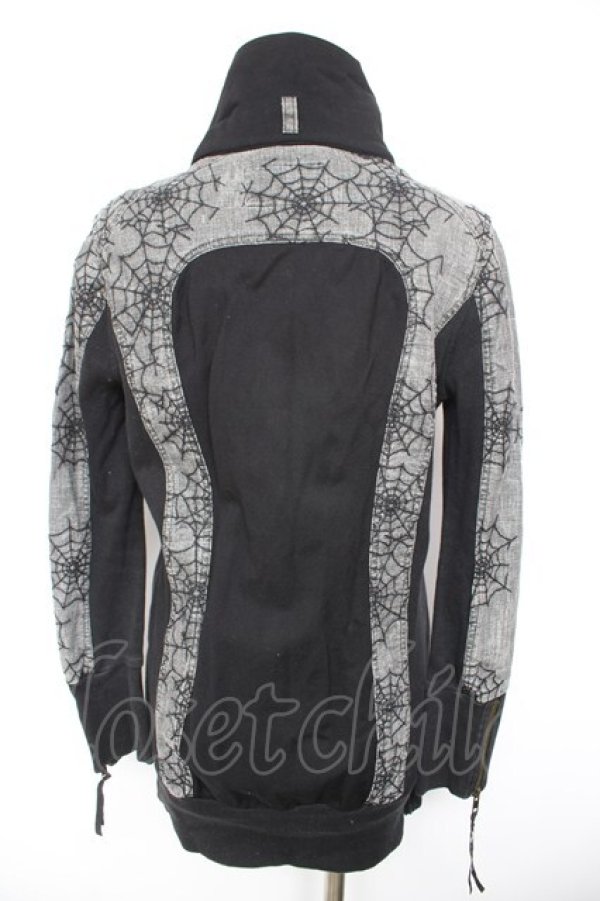 画像2: h.ANARCHY / 蜘蛛の巣刺繍ダブルジップパーカー  黒 Y-26-01-18-043-HN-TO-SZ-ZY (2)